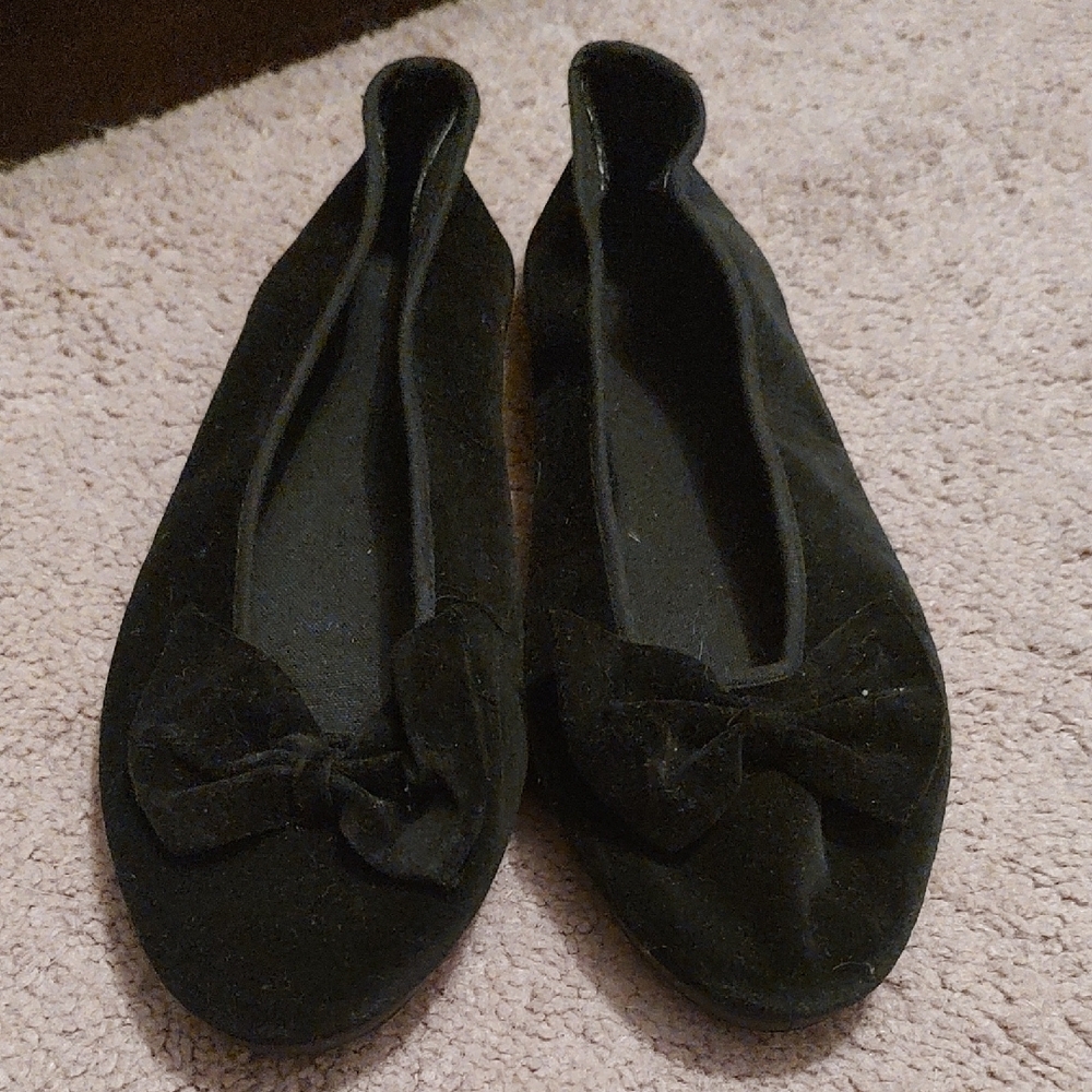 Black Velvet Flats with Bow